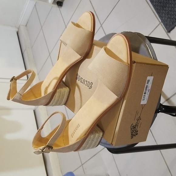 💕SOLUDOS💕 Capri Mid Heel Sandal ~ Sand Light Beige Neutral Espadrille 11 NWT - Picture 8 of 16